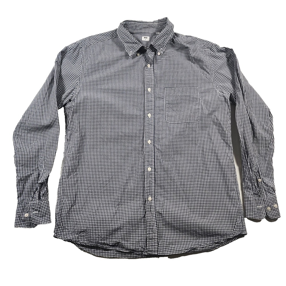 Uniqlo Button Shirt Mens XL Gingham Check Plaid Normcore Office Casual Classic